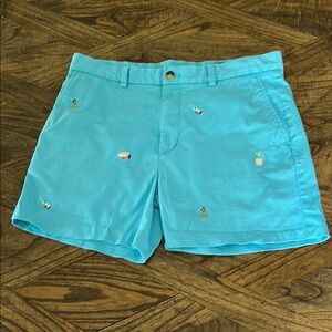 Vineyard Vines Breaker Turquoise Embroidered 5”Shorts, size 33